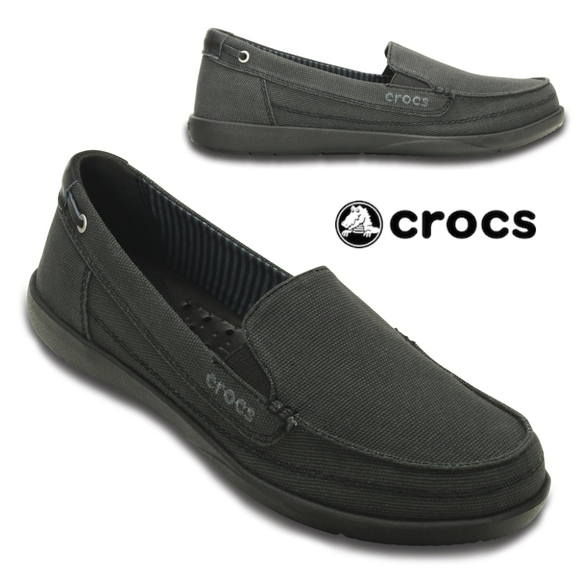 black canvas crocs